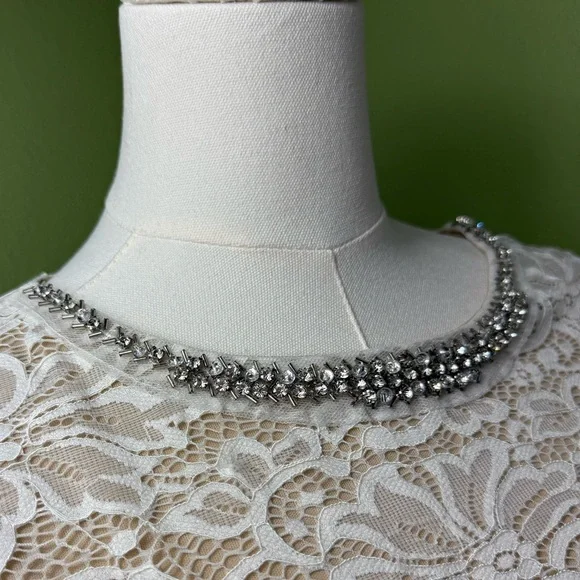 Fifth &Park jeweled neck White/Cream Lace Dress - Picture 3 of 8